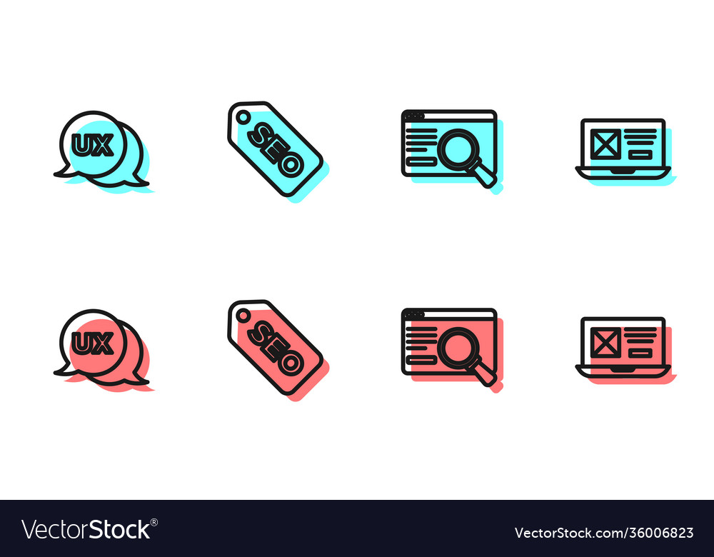 Set line ui or ux design seo optimization Vector Image Set line ui or ux design seo optimization