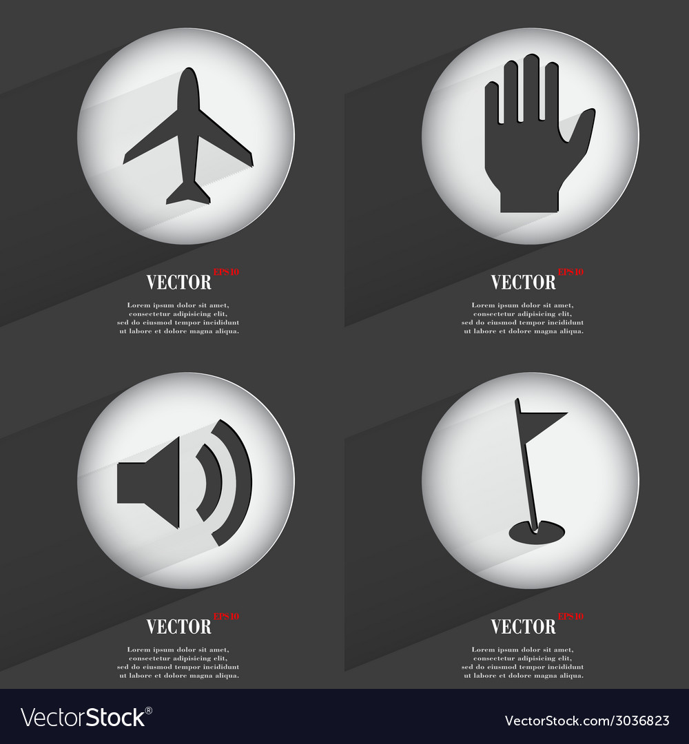Set of 4 flat buttons icons with shadows