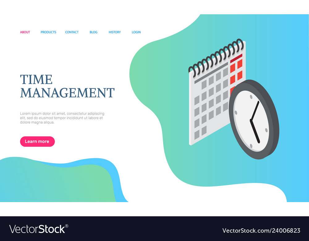 Time management website calendar and clock Vector Image