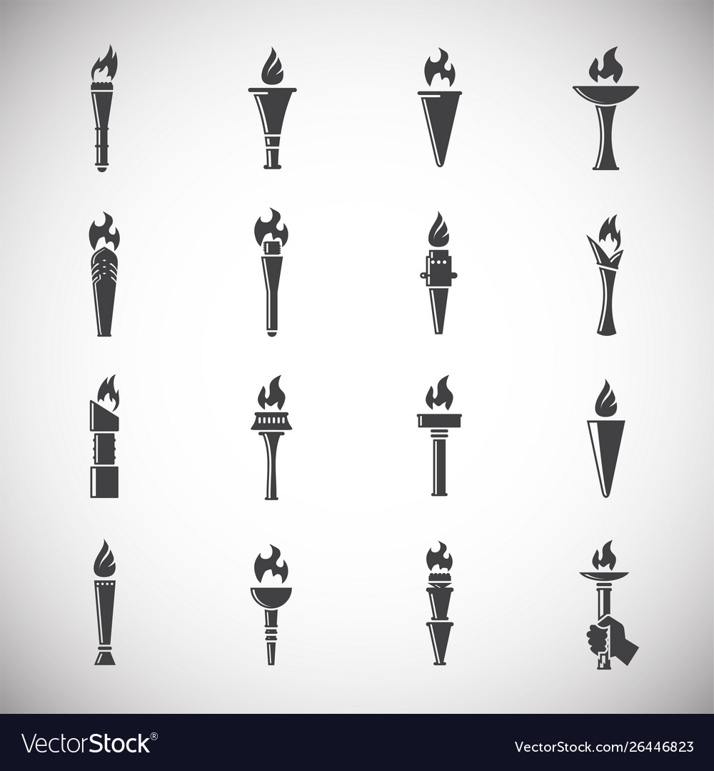 Torch icons set on background for graphic and web vector image Torch icons set on background for graphic and web