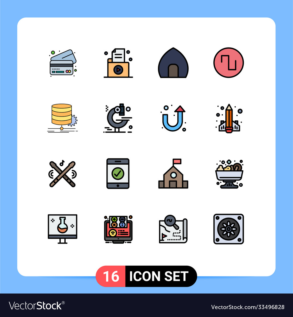 16 universal flat color filled lines set for web