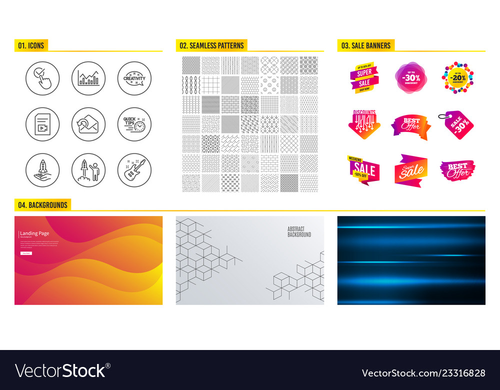 Checkbox infochart and launch project icons send vector image Checkbox infochart and launch project icons send