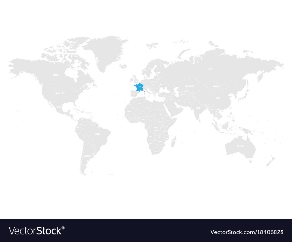 World Political Map France France Marked By Blue In Grey World Political Map Vector Image