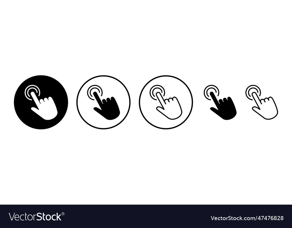 Hand click icon clicking finger pointer vector image Hand click icon clicking finger pointer
