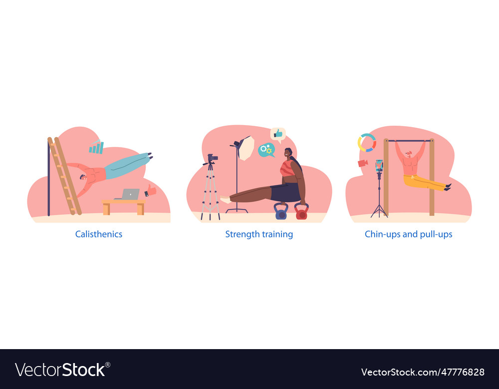 Isolated elements with athletes blogger characters