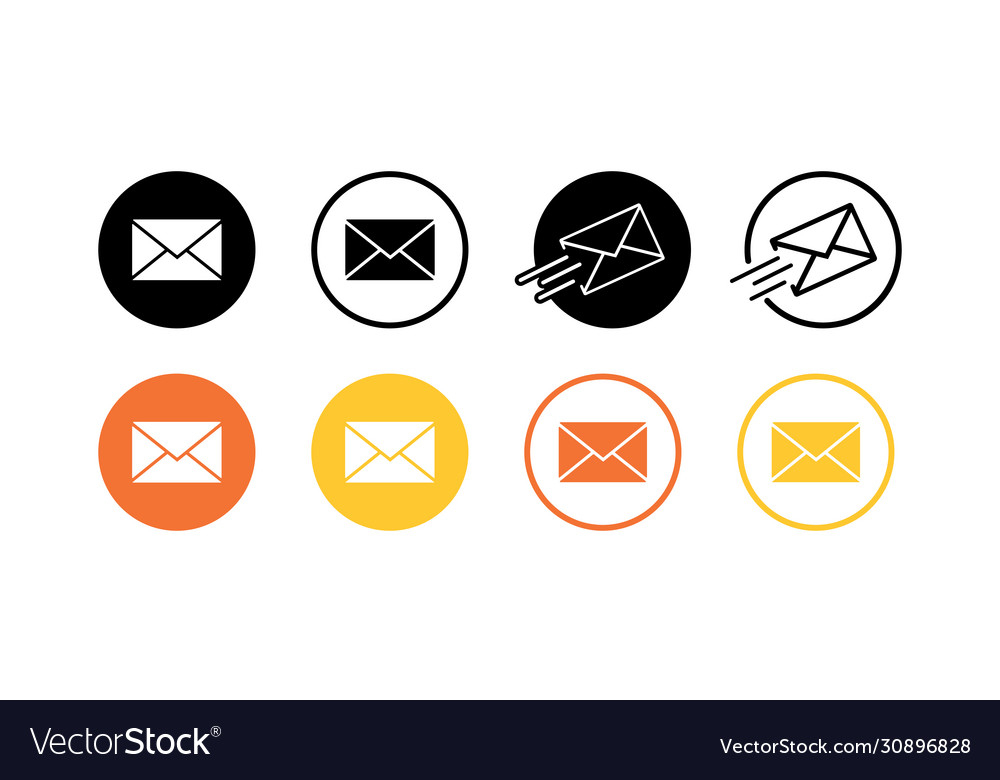 Message notification icons set flat or email