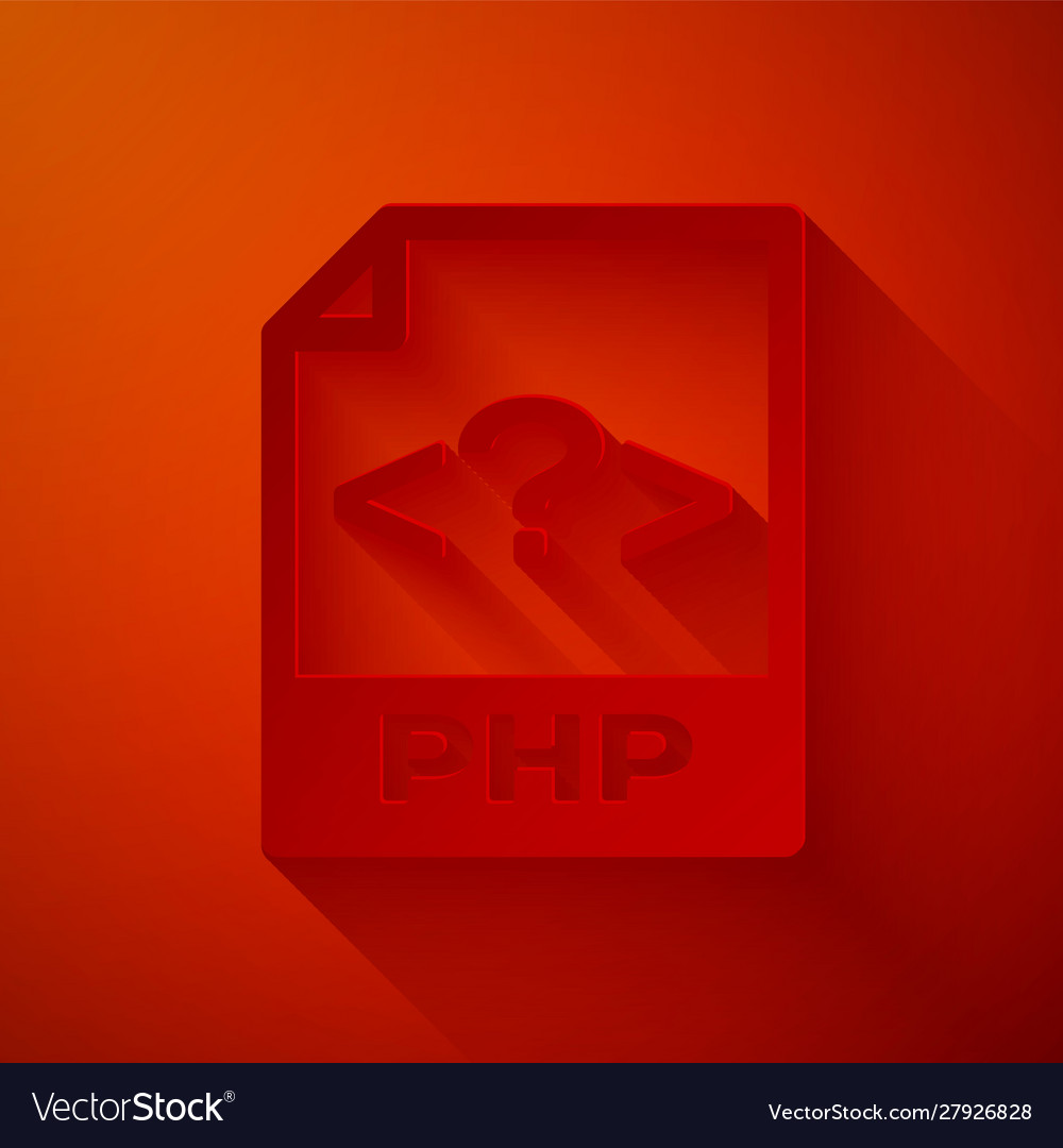 Paper cut php file document download button Vector Image Paper cut php file document download button