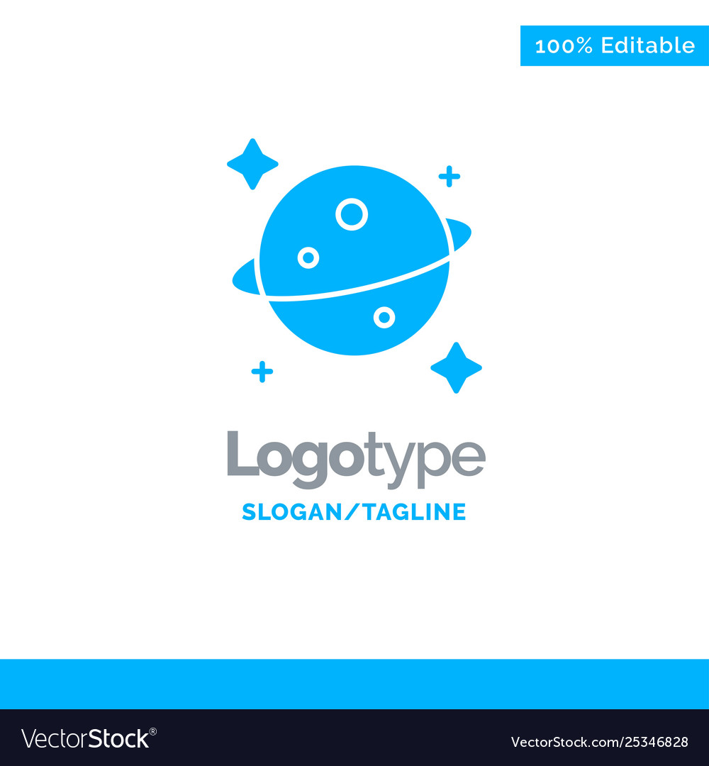 Planet saturn space blue solid logo template