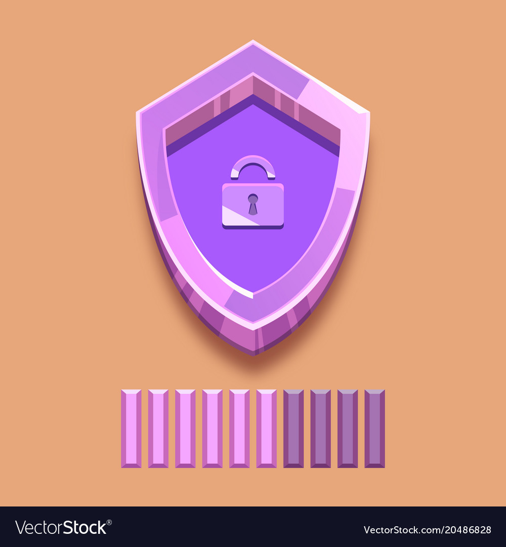 Purple shield with lock and loading strip