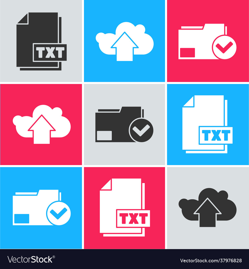 Set txt file document cloud upload vector image Set txt file document cloud upload