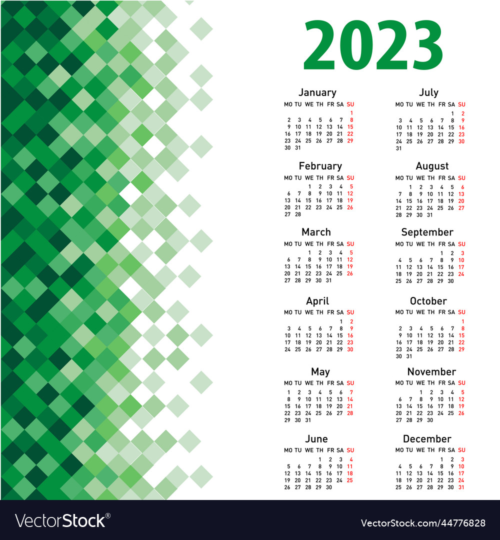 Stylish calendar with abstract triangle mosaic vector image Stylish calendar with abstract triangle mosaic