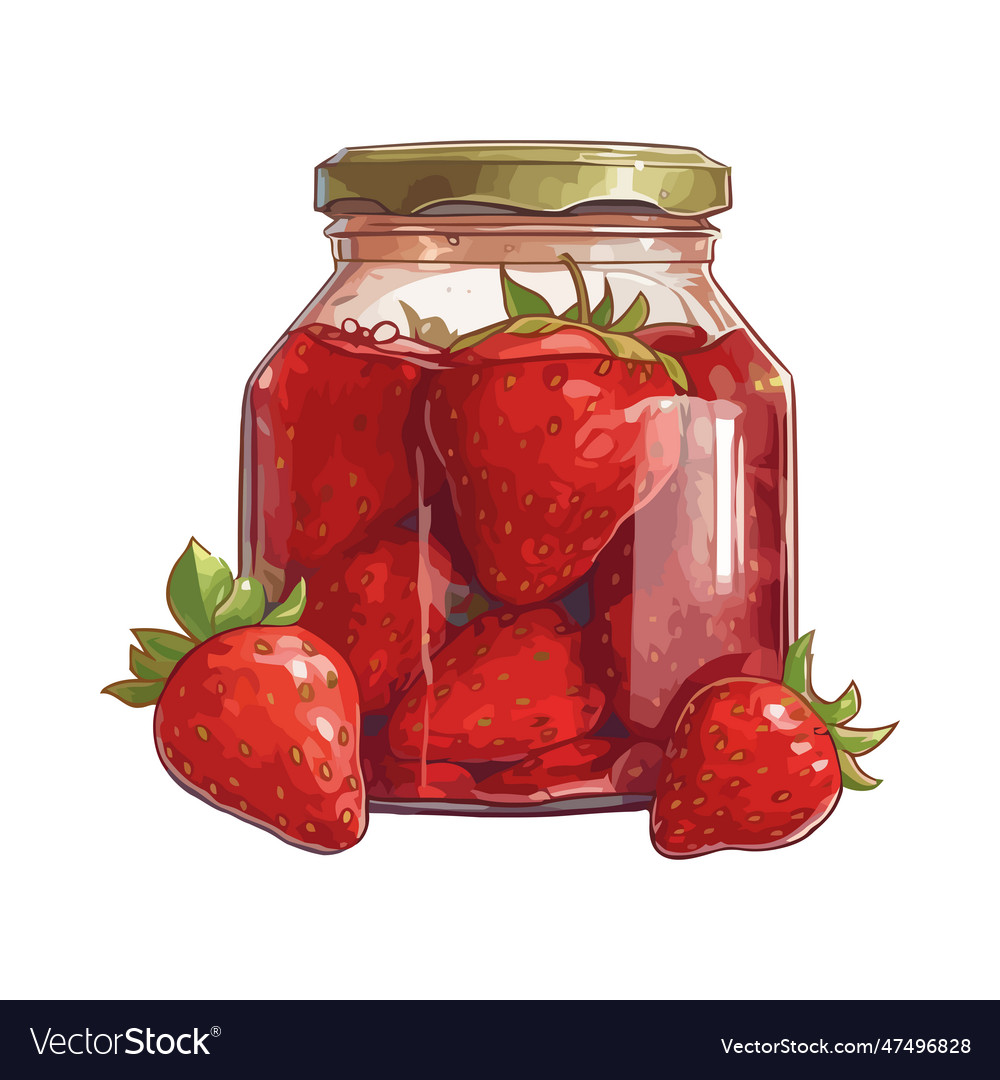 Sweet strawberry preserves in a homemade jar