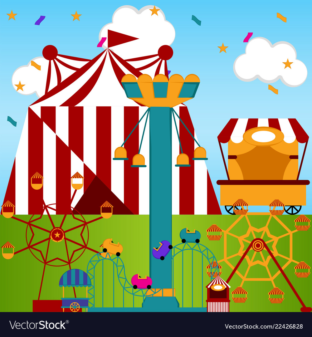 view of a carnival theme park royalty free vector image
