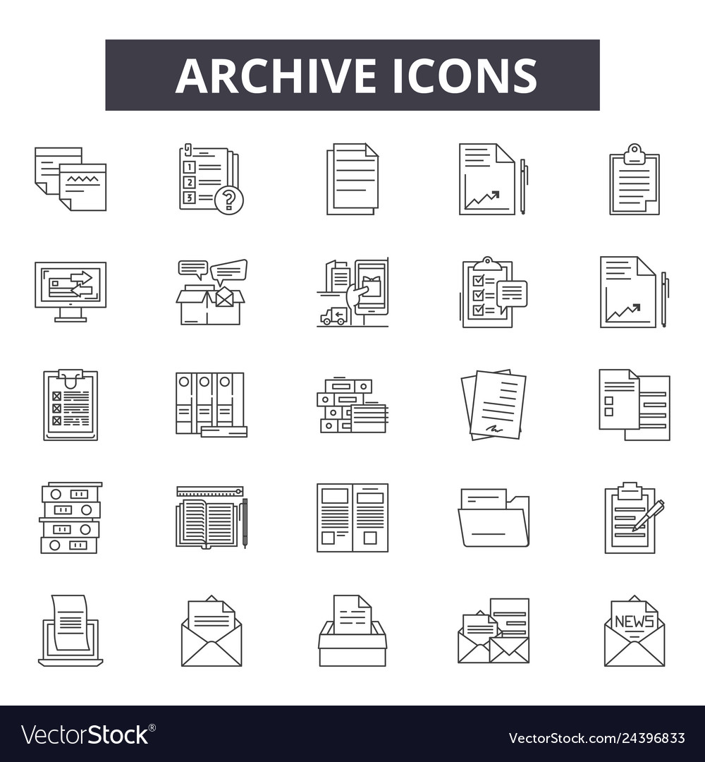 Archive line icons for web and mobile design vector image Archive line icons for web and mobile design