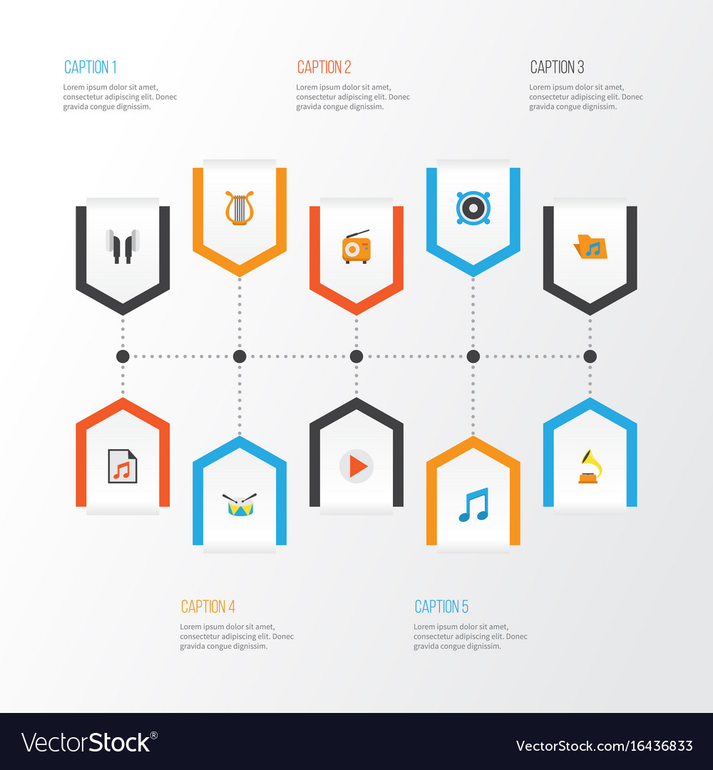 Audio flat icons set collection of button