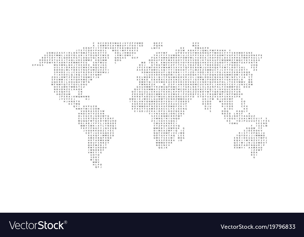 Black color world map isolated on white