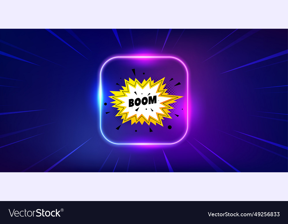 Boom sale sticker discount banner shape neon