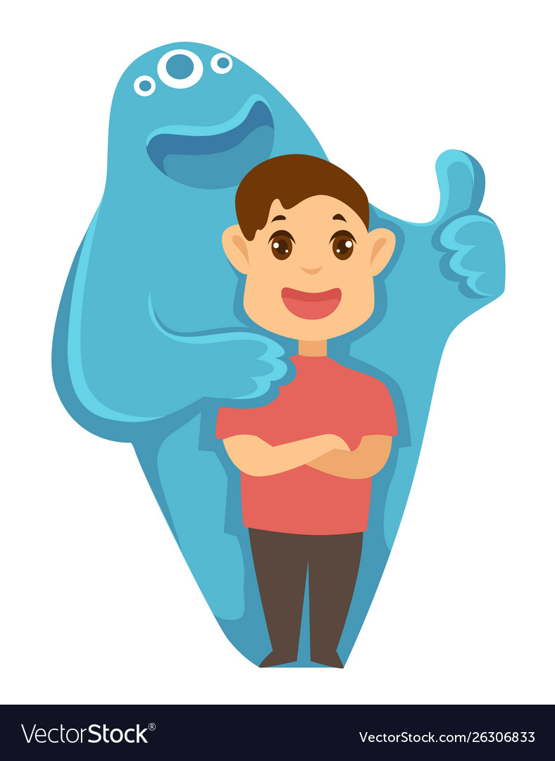 Boy and monster imaginary friend childhood Vector Image Boy and monster imaginary friend childhood Vector Image