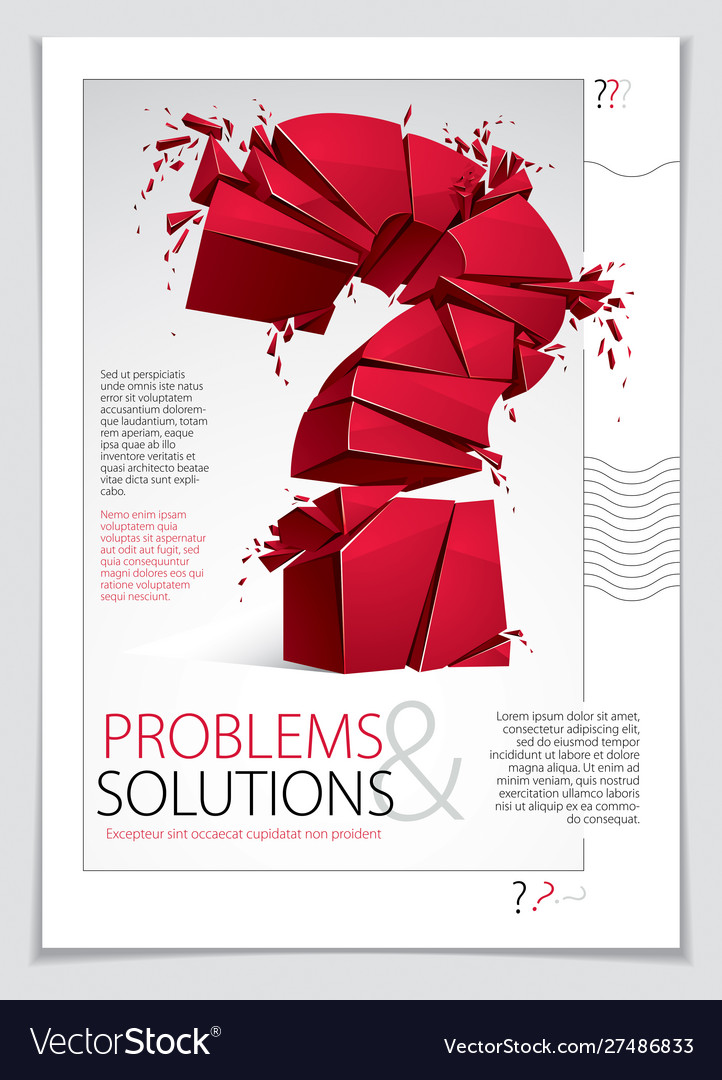 Broken question mark exploding brochure or flyer