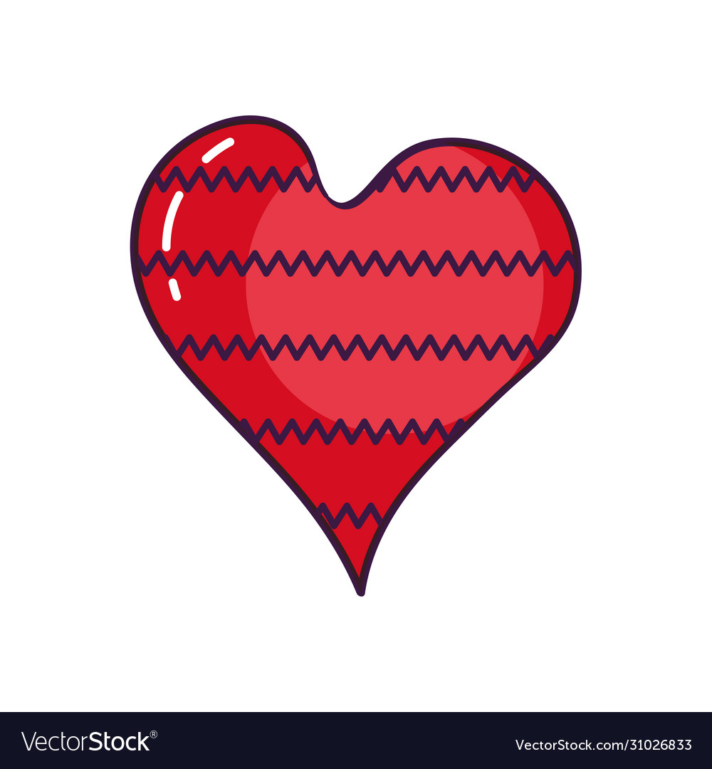 Heart with zig zag lines design line color style