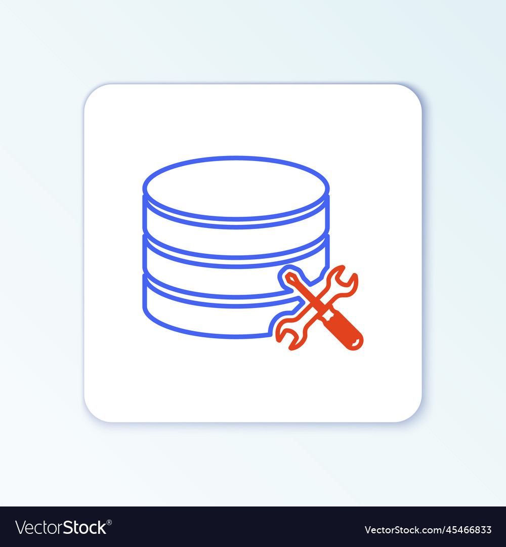 Line database server with screwdriver and wrench Vector Image Line database server with screwdriver and wrench