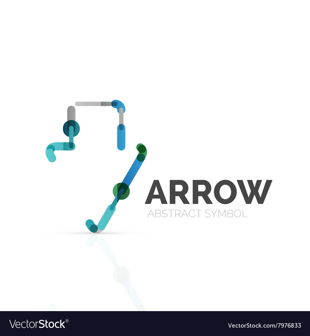 Linear arrow abstract logo connected multicolored