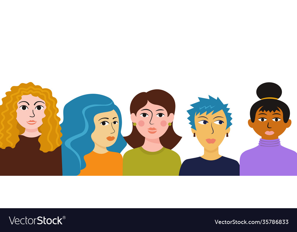 Multi ethnic group women female different