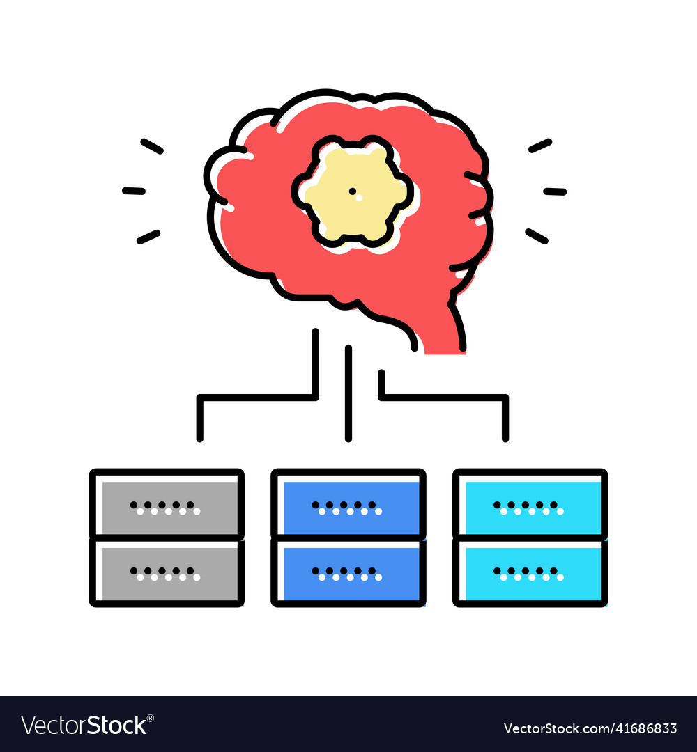 Servers communication neural network color icon vector image Servers communication neural network color icon