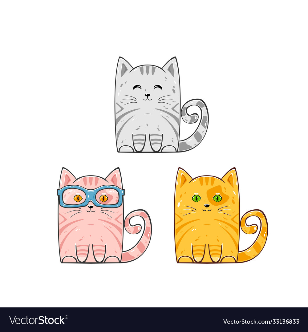 Set cute cats