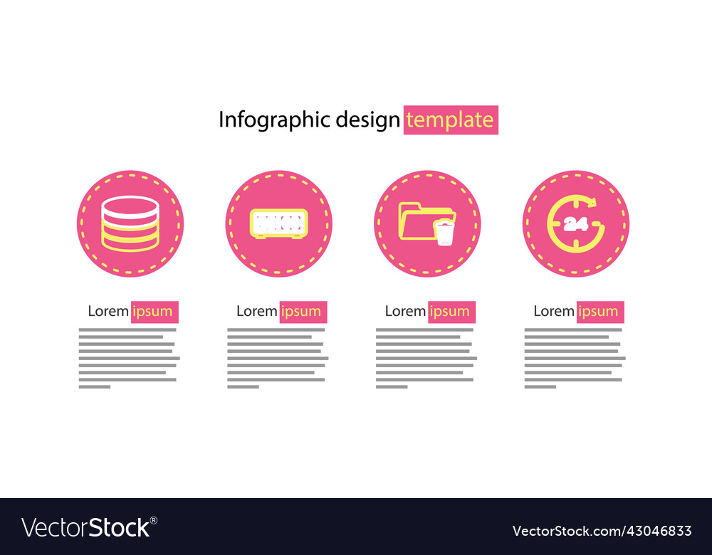 Set line delete folder clock 24 hours retro flip vector image Set line delete folder clock 24 hours retro flip