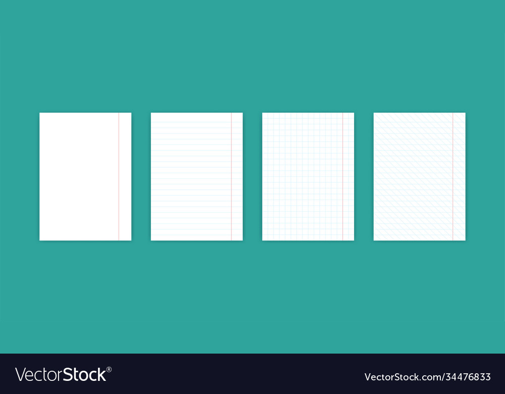 Set paper sheet blank notebook with lines