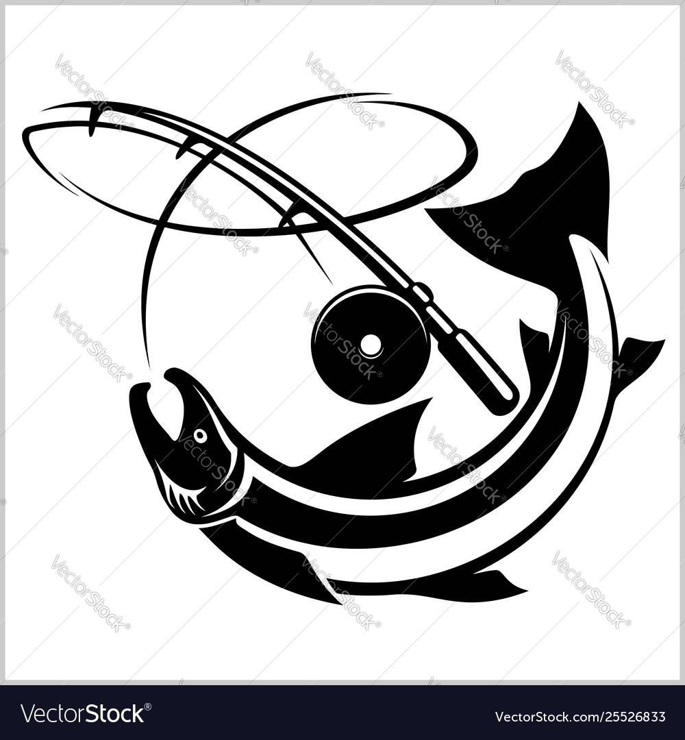 Tuna big fishing on white logo Royalty Free Vector Image