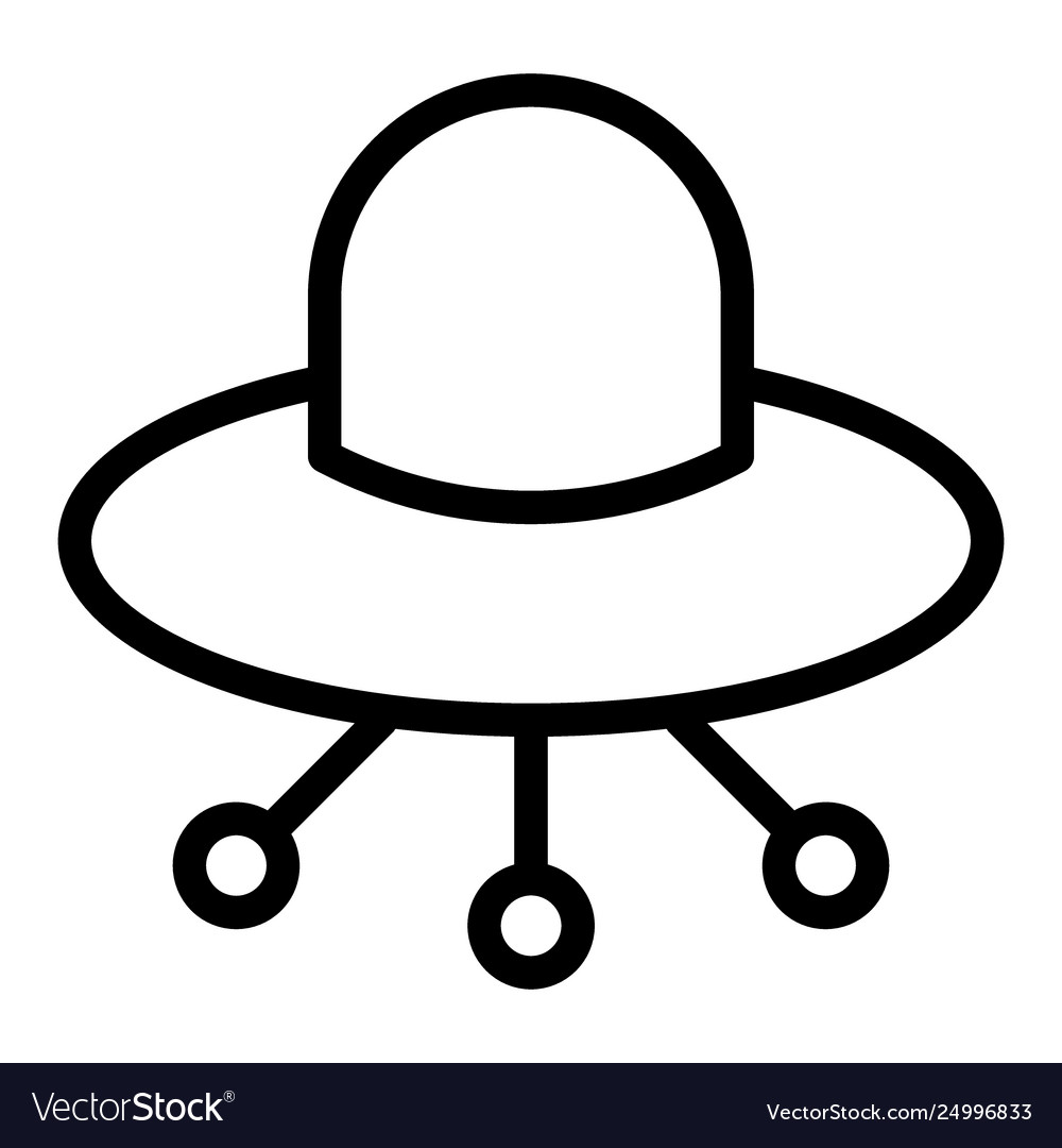 Ufo line icon alien spaceship vector image Ufo line icon alien spaceship