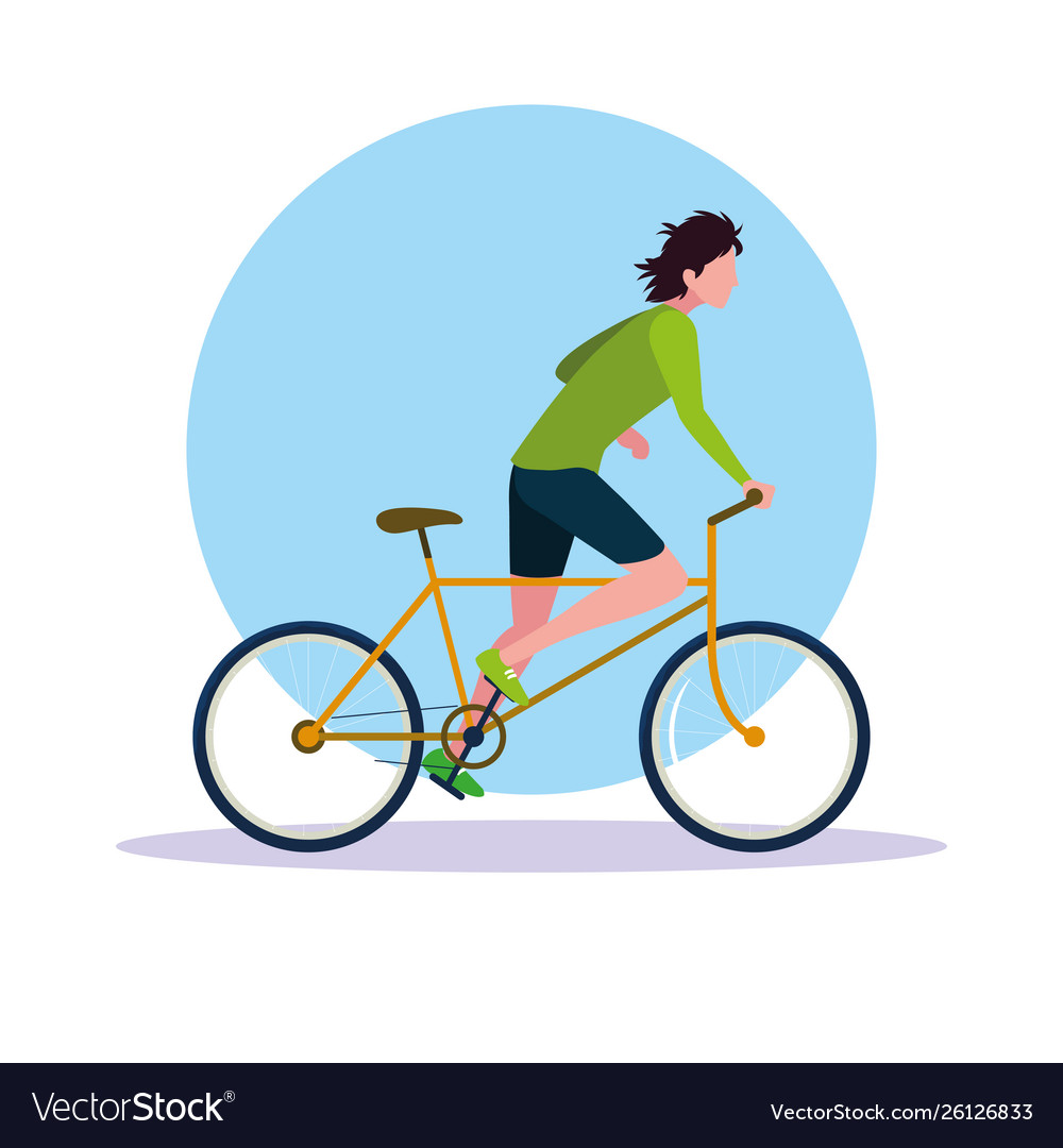 Young man riding bike avatar character