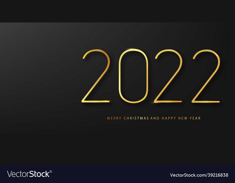 2022 happy new year background with golden