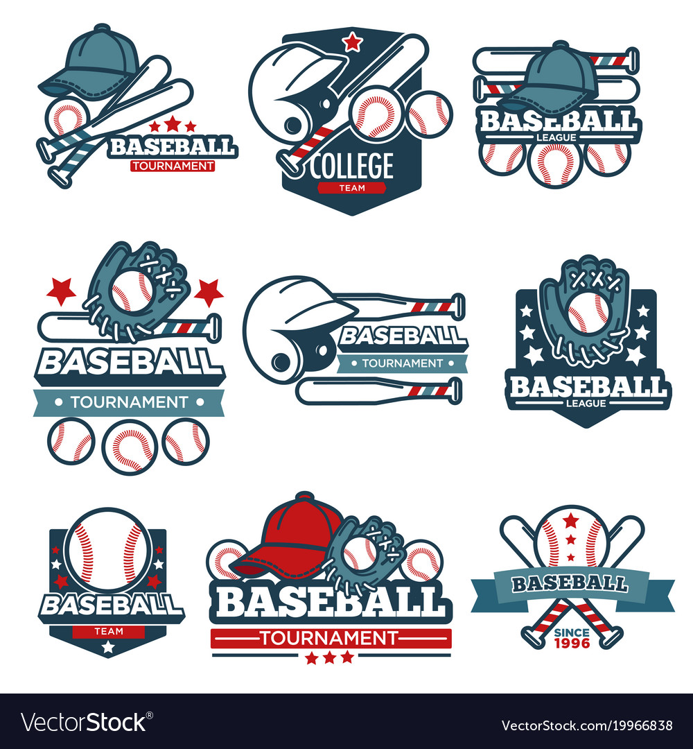 Baseball icon templates set of player bat Vector Image