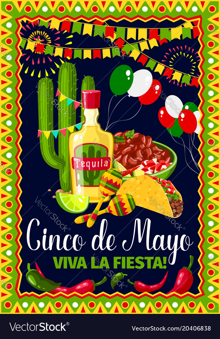 Cinco de mayo mexican holiday greeting card Vector Image