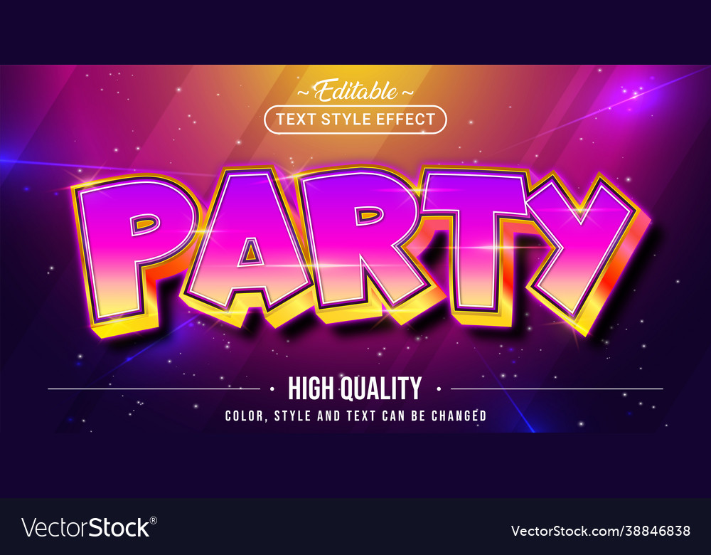 Editable text style effect - party