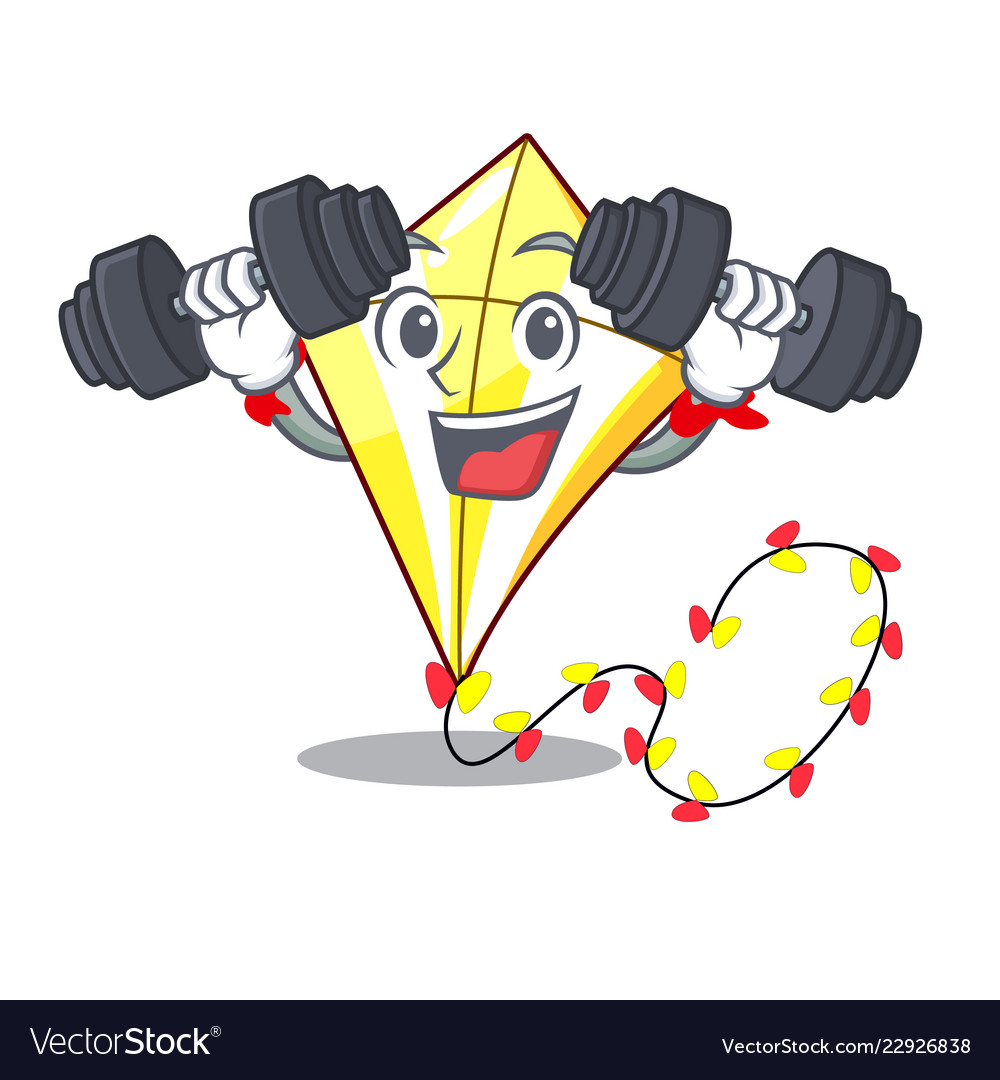 Fitness kite cartoon fly away in sky Royalty Free Vector