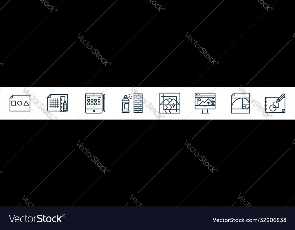 Graphic design line icons linear set quality