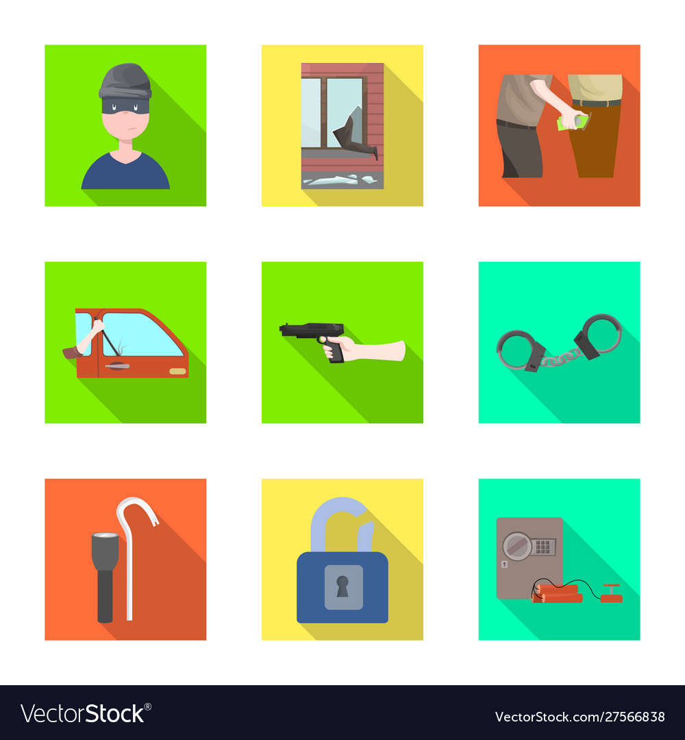 Isolated object crime and steal icon set