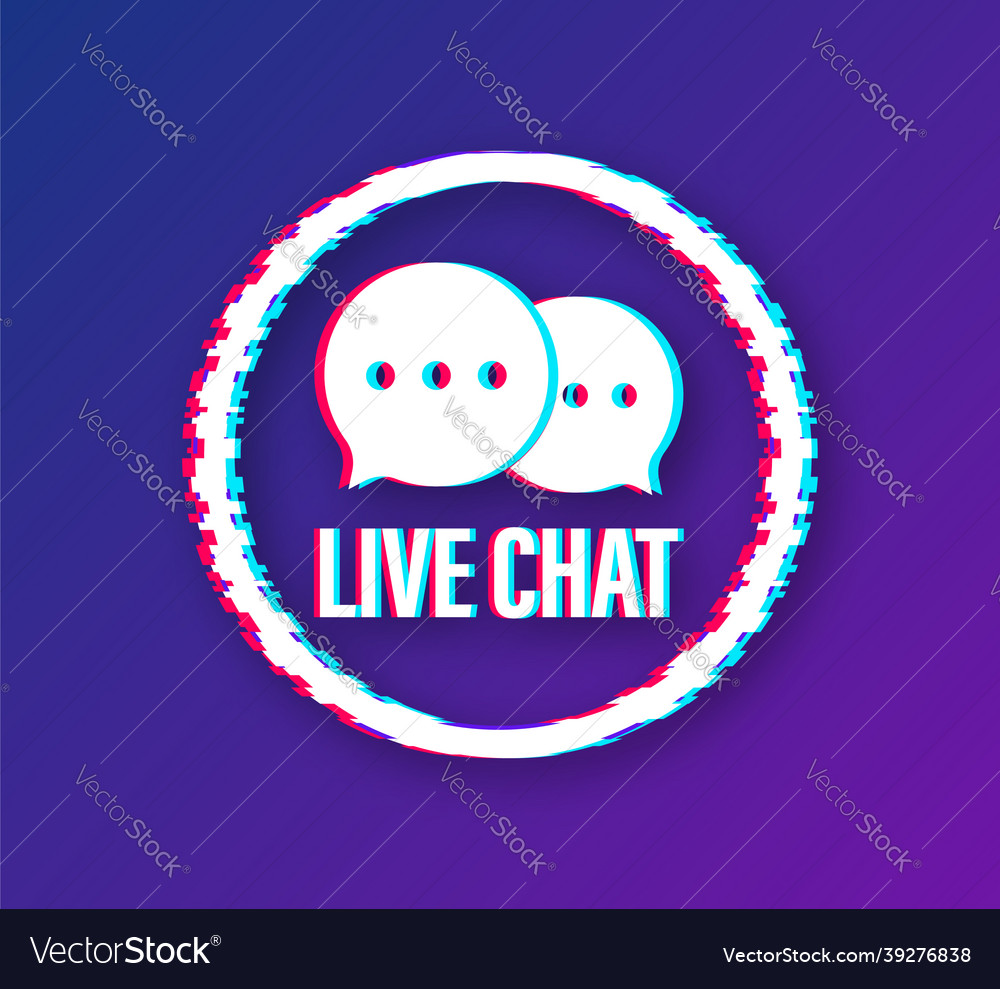 Live chat speech bubbles concept glitch icon