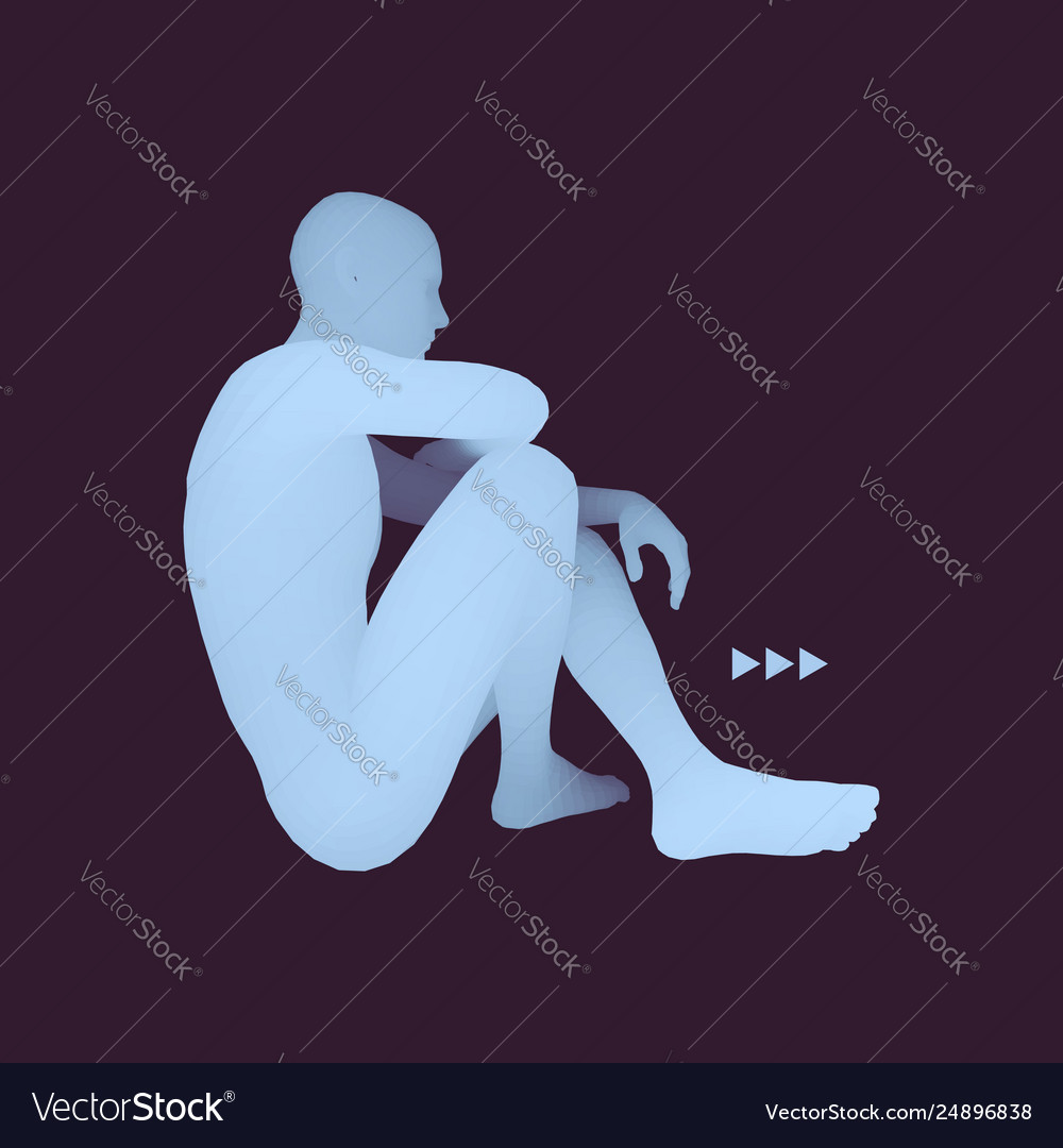 Man in a thinker pose 3d model business vector image Man in a thinker pose 3d model business