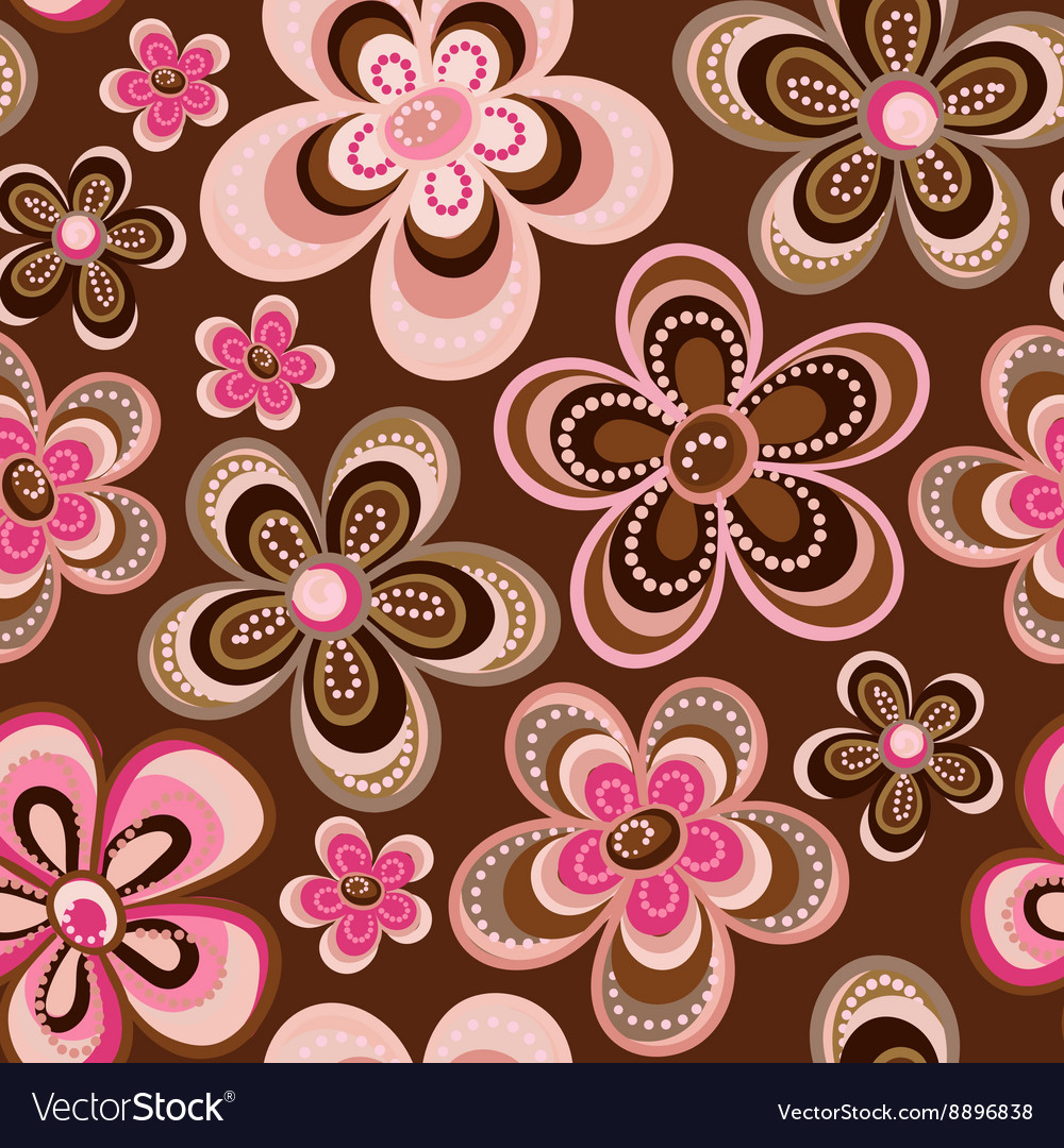 Seamless colorful retro flower background pattern