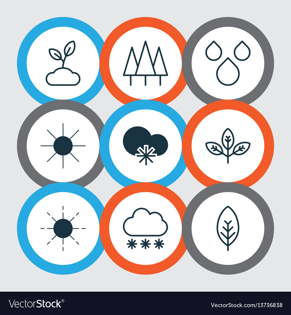 Set von 9 Welt-Icons umfasst Sonnensprossen Wasser