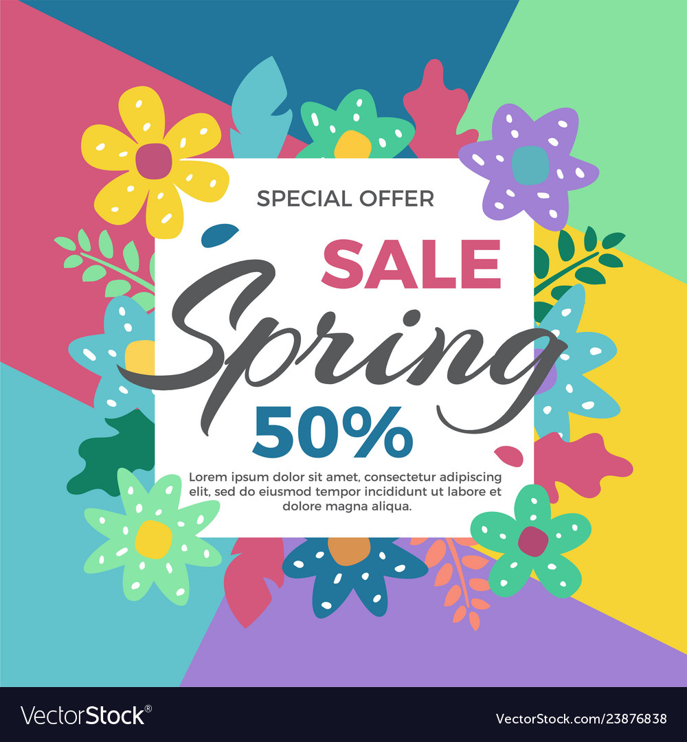 Spring sale banner with flowers Royalty Free Vector Image