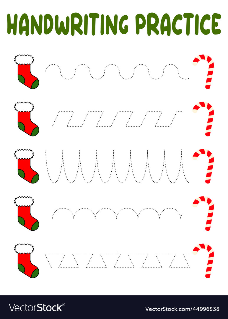 Tracing lines handwriting practice vector image Tracing lines handwriting practice