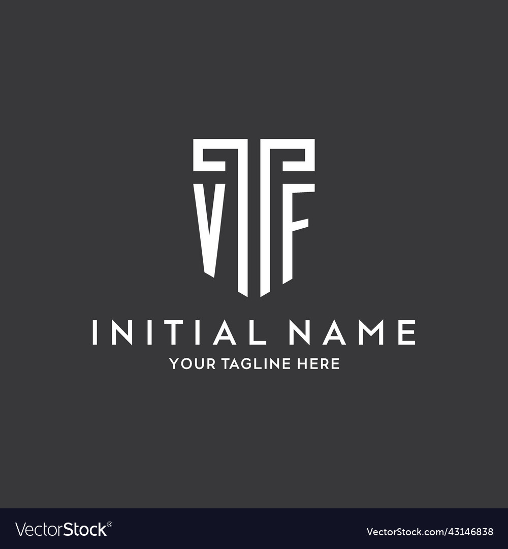 Vf monogram initial name with shield shape icon