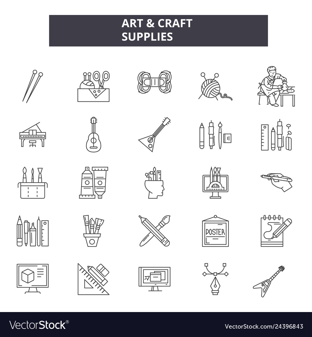 Download Art Craft Supplies Line Icons For Web And Mobile Vector Image