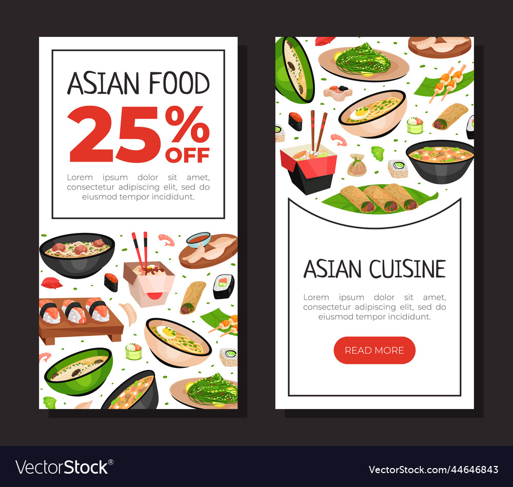 Asian food discount card design with noodles soup